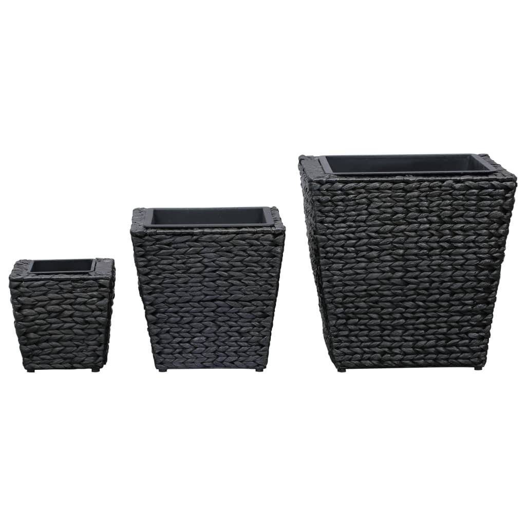 vidaXL Raised Beds 3 pcs Water Hyacinth Black