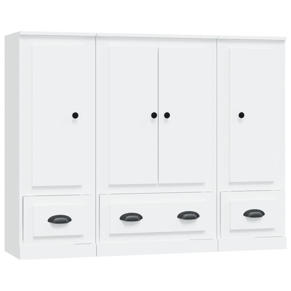 vidaXL Highboards 3 pcs White Engineered Wood