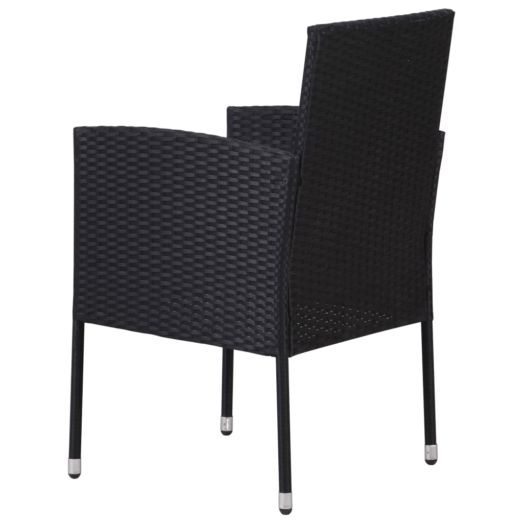 vidaXL Garden Chairs with Cream White Cushions 2 pcs Black Poly Rattan