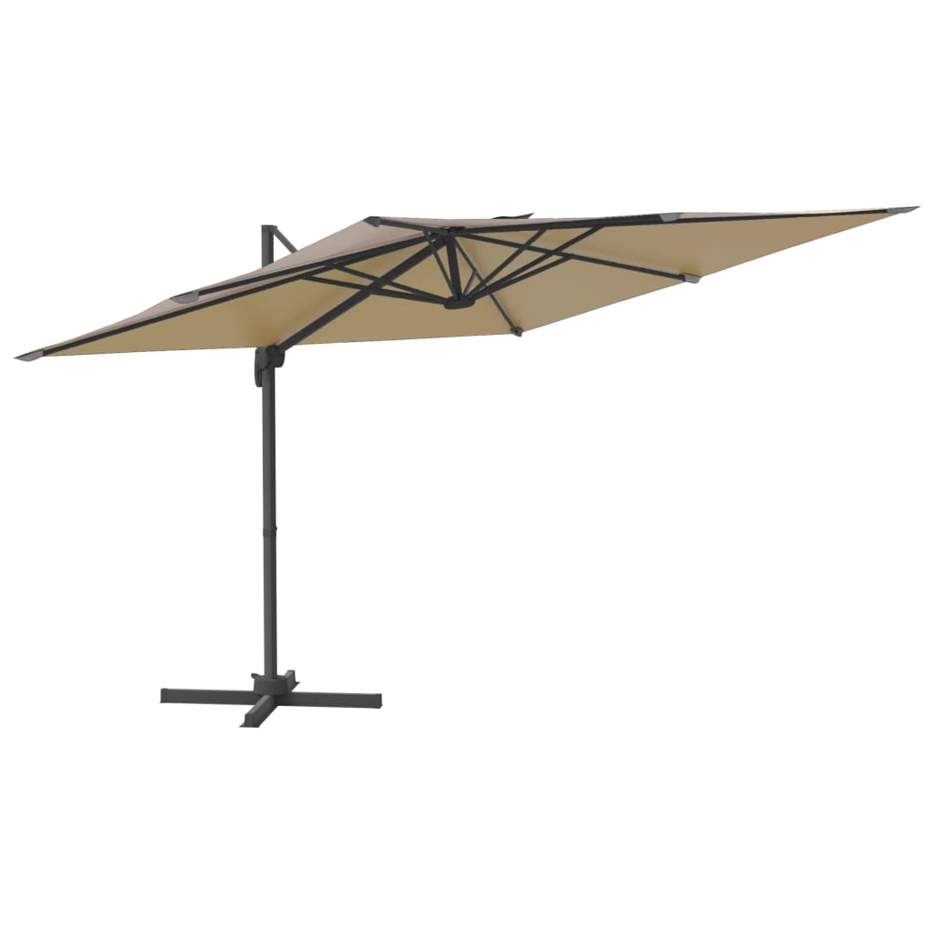 vidaXL LED Cantilever Garden Parasol Taupe 400x300 cm