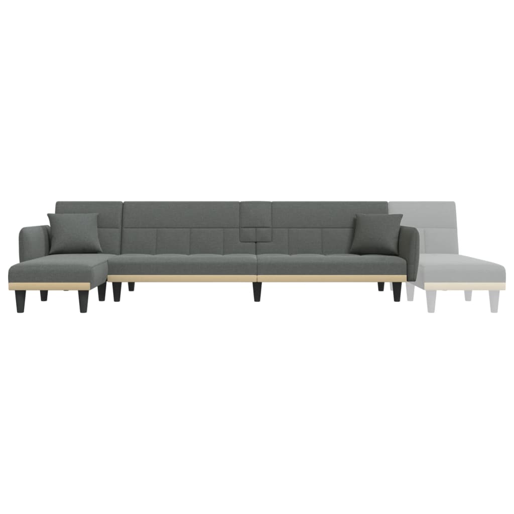 vidaXL L-shaped Sofa Bed Dark Grey 275x140x70 cm Fabric