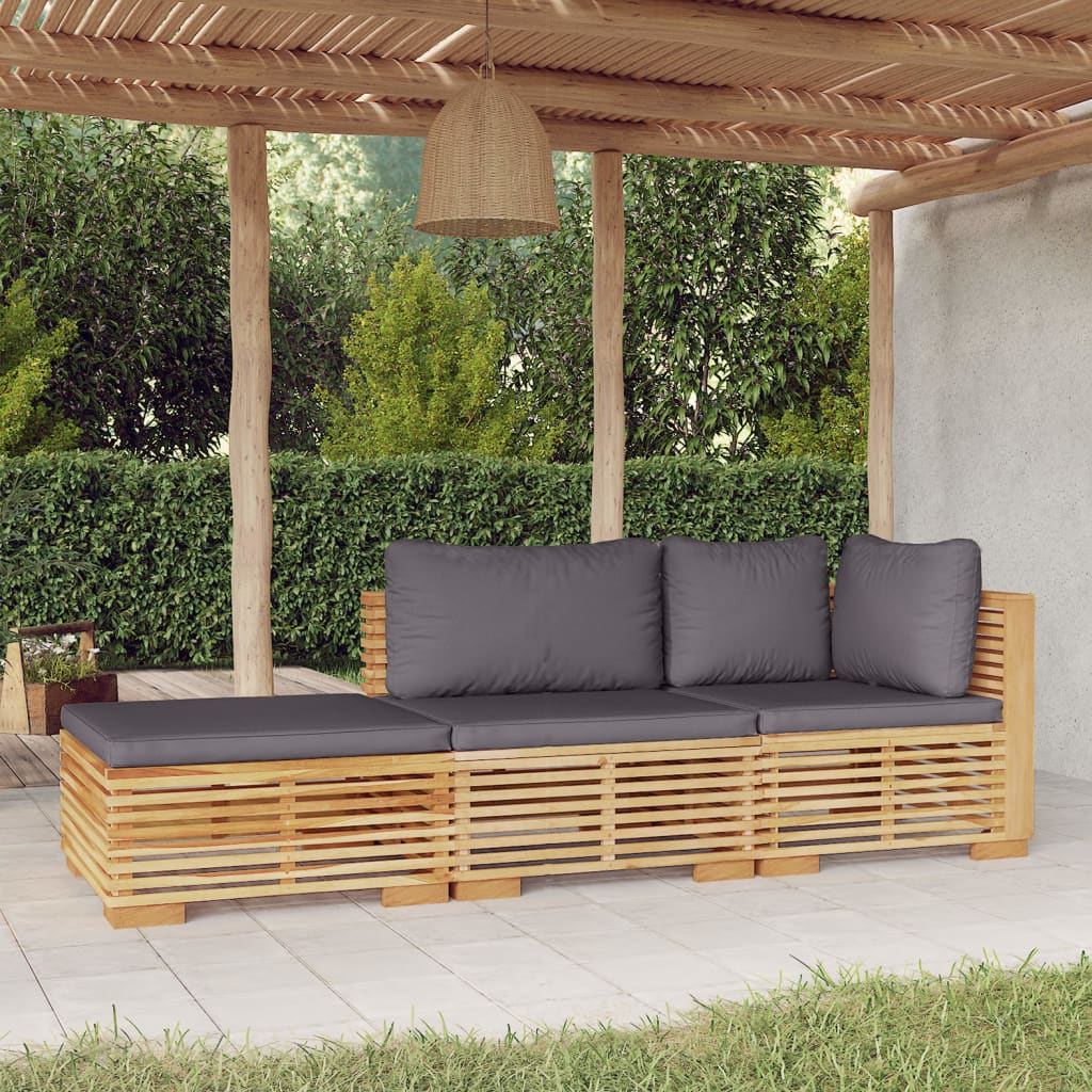 vidaXL 3 Piece Garden Lounge Set with Cushions Solid Wood Teak