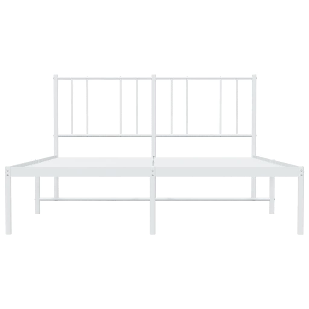 vidaXL Metal Bed Frame without Mattress with Headboard White 135x190 cm Double