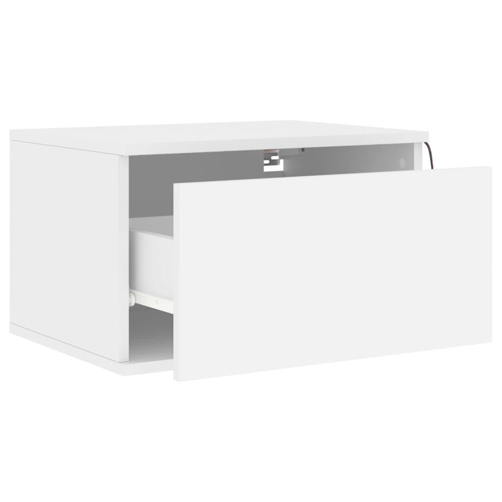 vidaXL Wall-mounted Bedside Cabinets with LED Lights 2 pcs White
